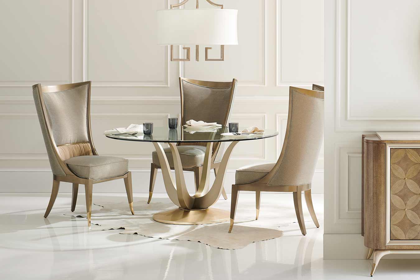 luxury glass dining table and chairs